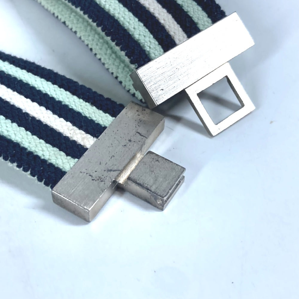 HERMES belt Cotton, Polyester, Rubber Multi striped belt H logo Women(Unisex) Used Authentic