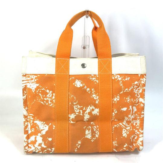 HERMES Tote Bag canvas Orange Handbag Bora Bora PM Cheval Spries Women Used Authentic