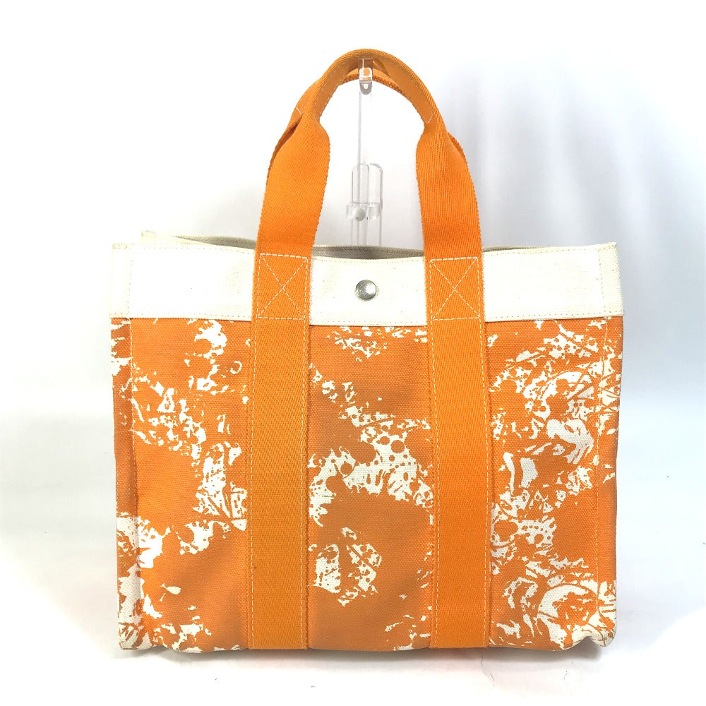 HERMES Tote Bag canvas Orange Handbag Bora Bora PM Cheval Spries Women Used Authentic