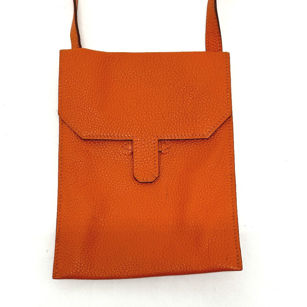 HERMES Shoulder Bag Togo Orange Crossbody bag Amery Women Used Authentic