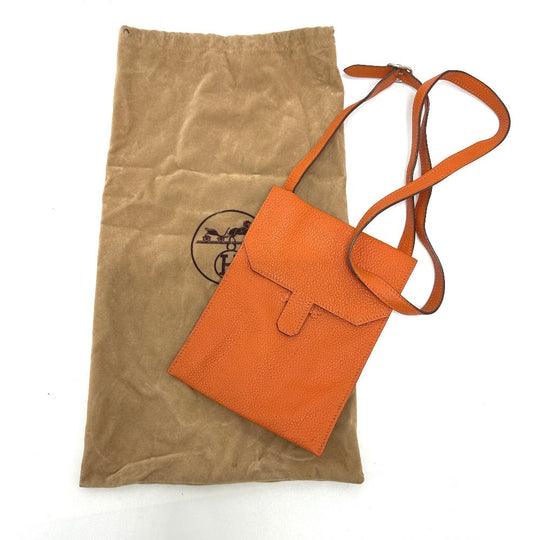 HERMES Shoulder Bag Togo Orange Crossbody bag Amery Women Used Authentic