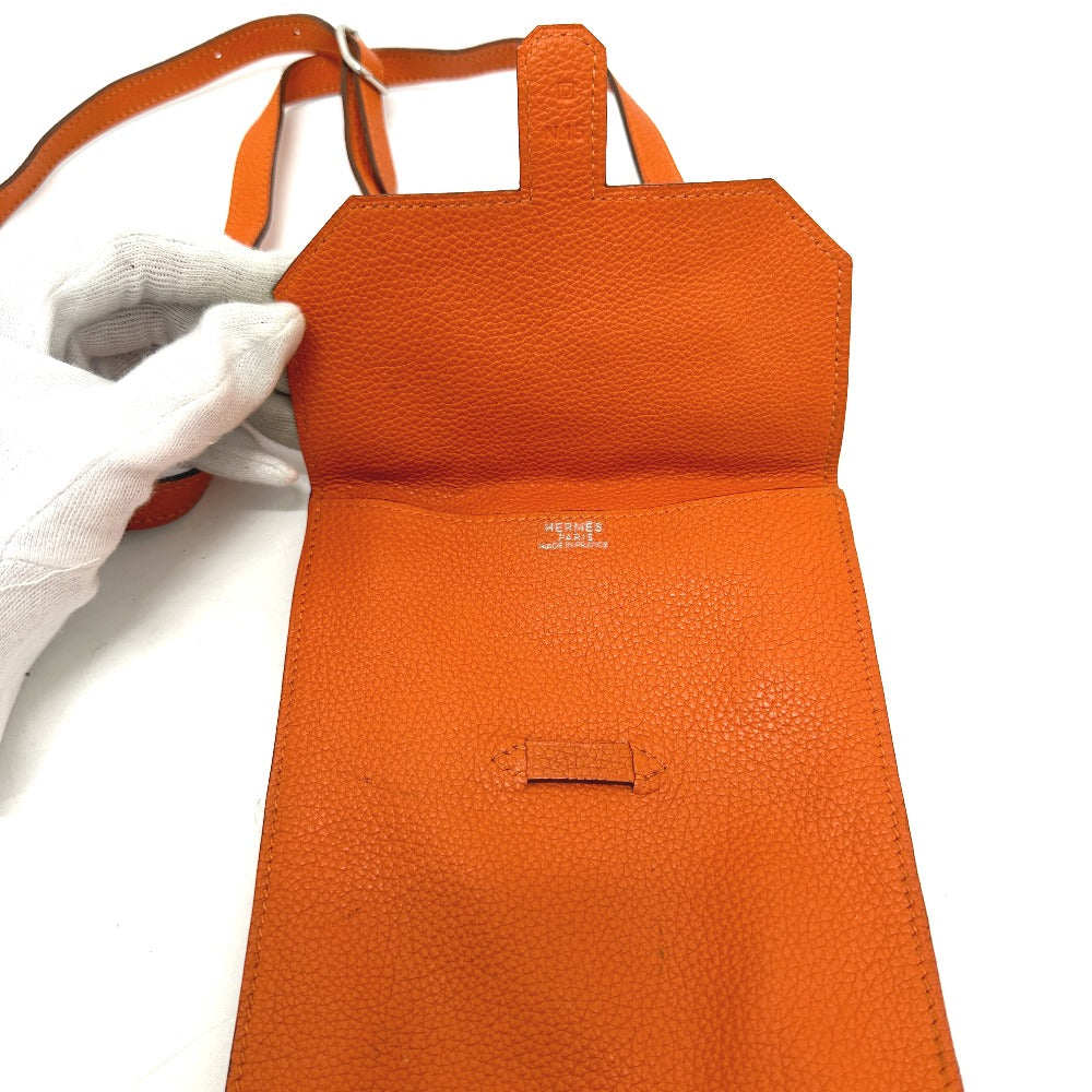 HERMES Shoulder Bag Togo Orange Crossbody bag Amery Women Used Authentic