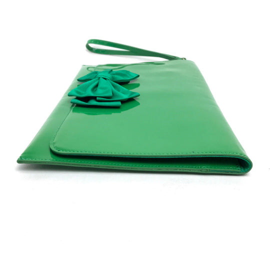 VALENTINO Clutch bag Patent leather green Red Valentino enamel Women Used Authentic