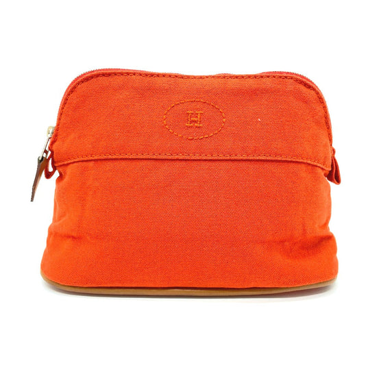 HERMES Pouch cotton Orange Bored pouch