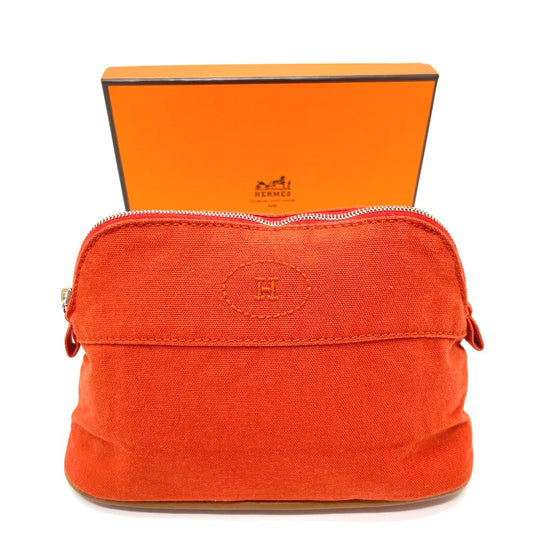HERMES Pouch cotton Orange Bored pouch