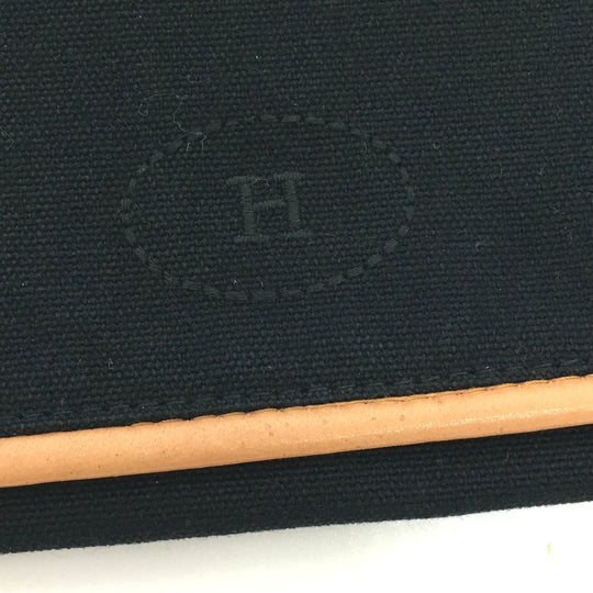 HERMES Pouch canvas black Bolide cotton travel pouch