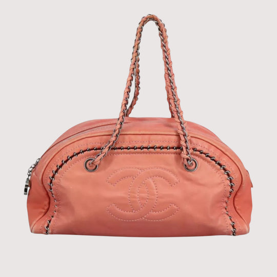 Chanel Coco Mark Chain Handbag Leather Pink Silver Women's Bag