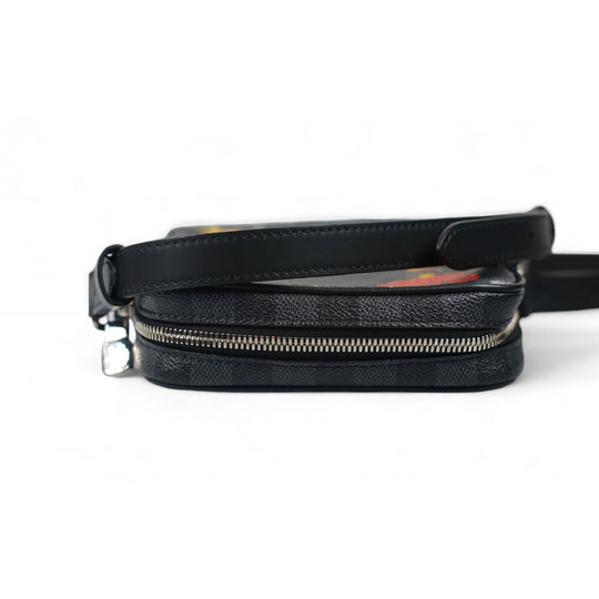 Louis Vuitton Damier Graphite Renaissance Map Danube Slim PM Crossbody Bag Black Multicolor Men's Shoulder Bag
