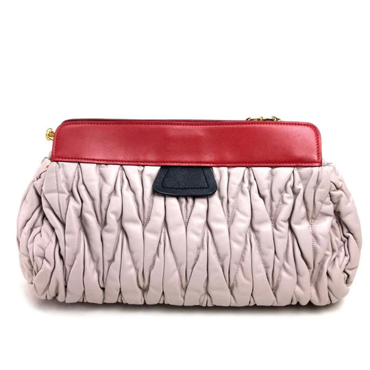 MIUMIU Handbag leather Light pink Shoulder Bag Shoulder Bag Materasse Women Used Authentic