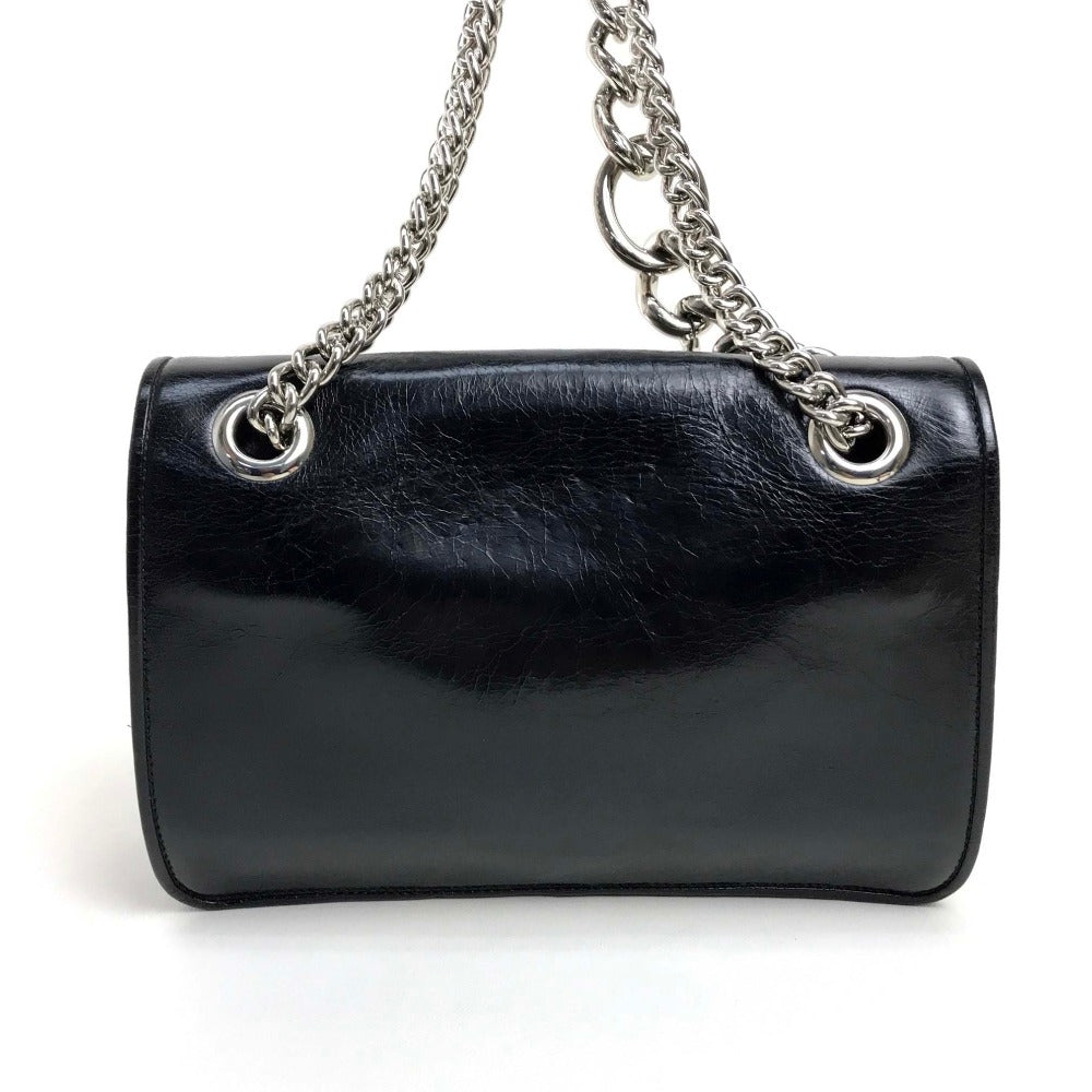 MIUMIU Shoulder Bag 5BD015 Calf leather black 2WAY shoulder crossbody Women Used Authentic