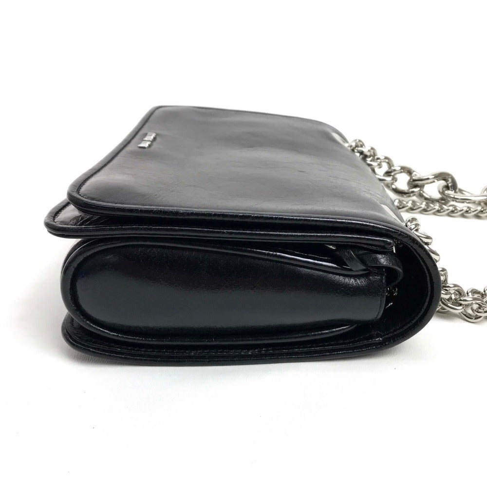 MIUMIU Shoulder Bag 5BD015 Calf leather black 2WAY shoulder crossbody Women Used Authentic