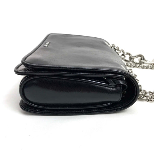 MIUMIU Shoulder Bag 5BD015 Calf leather black 2WAY shoulder crossbody Women Used Authentic