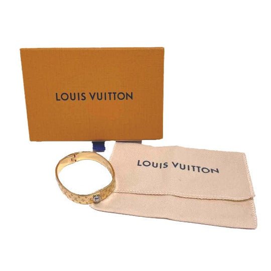 LOUIS VUITTON bracelet M00251 Gold Plated gold Cuff nanogram Monogram Small size Women Used Authentic