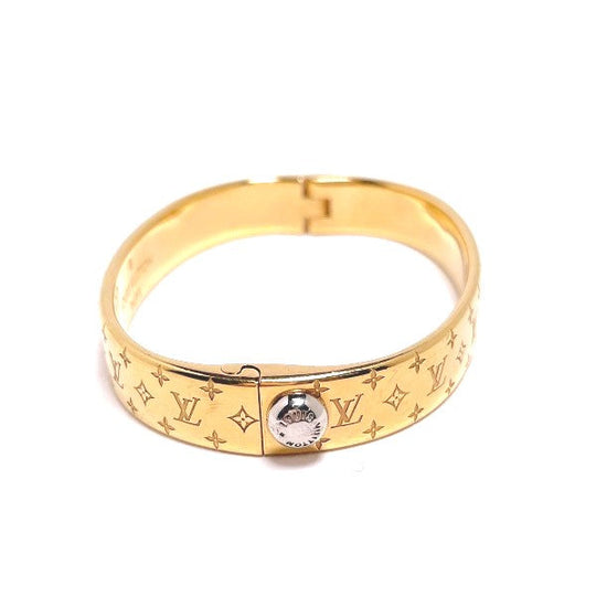 LOUIS VUITTON bracelet M00251 Gold Plated gold Cuff nanogram Monogram Small size Women Used Authentic