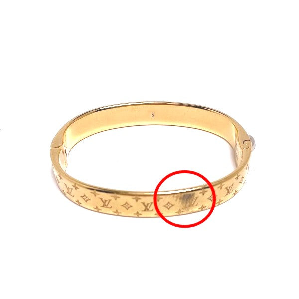 LOUIS VUITTON bracelet M00251 Gold Plated gold Cuff nanogram Monogram Small size Women Used Authentic