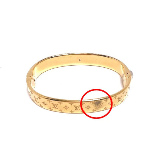 LOUIS VUITTON bracelet M00251 Gold Plated gold Cuff nanogram Monogram Small size Women Used Authentic