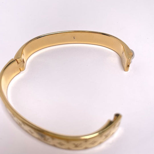 LOUIS VUITTON bracelet M00251 Gold Plated gold Cuff nanogram Monogram Small size Women Used Authentic