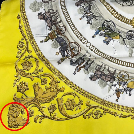 HERMES scarf silk yellow SPRINGS scarf Carre90 Women Used Authentic