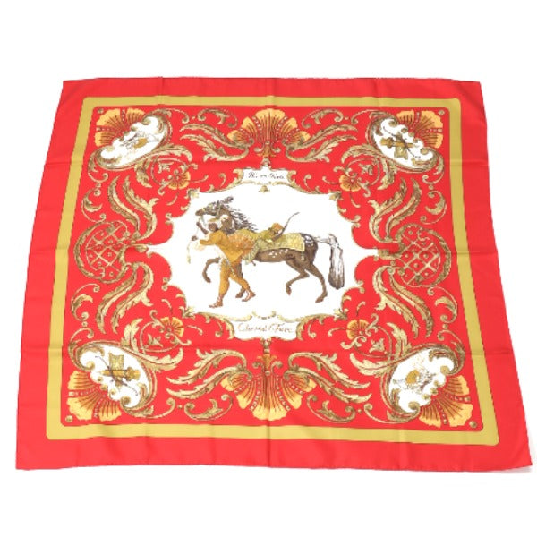 HERMES scarf silk yellow SPRINGS scarf Carre90 Women Used Authentic