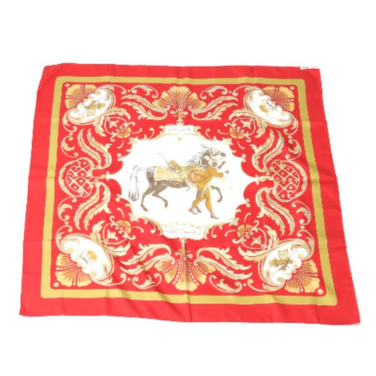 HERMES scarf silk yellow SPRINGS scarf Carre90 Women Used Authentic