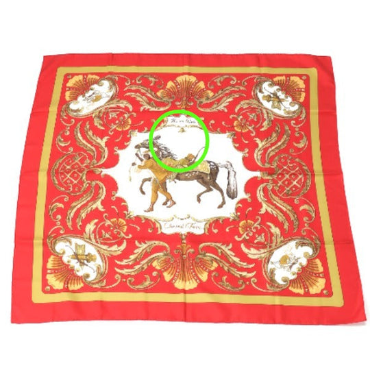 HERMES scarf silk yellow SPRINGS scarf Carre90 Women Used Authentic