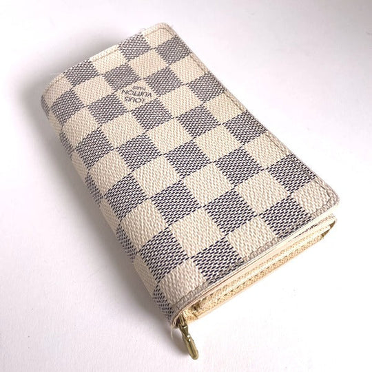 LOUIS VUITTON Bifold Wallet N61744 Damier Azur canvas, leather white Portefeuille Tresol Women(Unisex) Used Authentic