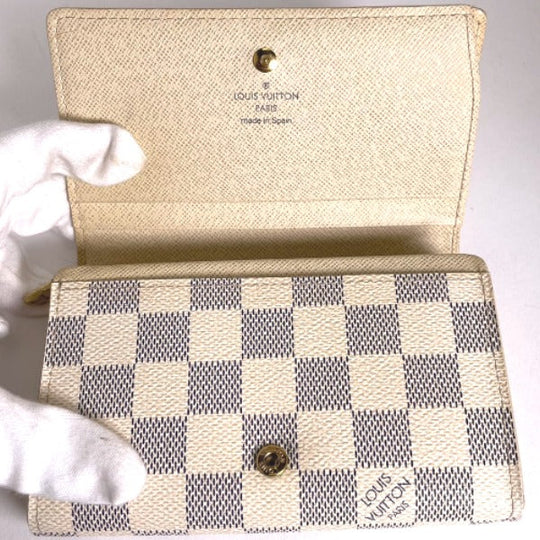 LOUIS VUITTON Bifold Wallet N61744 Damier Azur canvas, leather white Portefeuille Tresol Women(Unisex) Used Authentic