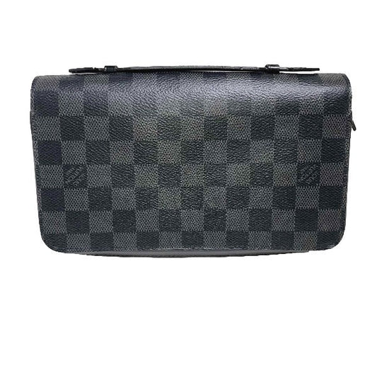 LOUIS VUITTON business bag N41503 Damier Grafitto Canvas Graphite Long Wallet Purse Damier Grafitte Zippy XL mens Used Authentic
