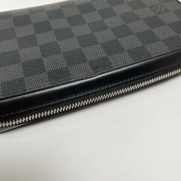 LOUIS VUITTON business bag N41503 Damier Grafitto Canvas Graphite Long Wallet Purse Damier Grafitte Zippy XL mens Used Authentic