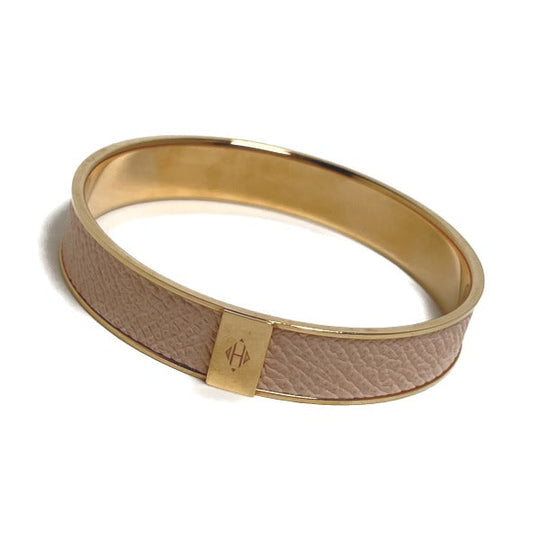 HERMES Bangle leather Pink x Gold bracelet leather Gold Plated Women Used Authentic
