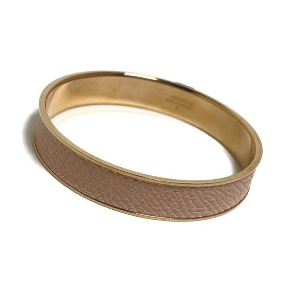HERMES Bangle leather Pink x Gold bracelet leather Gold Plated Women Used Authentic