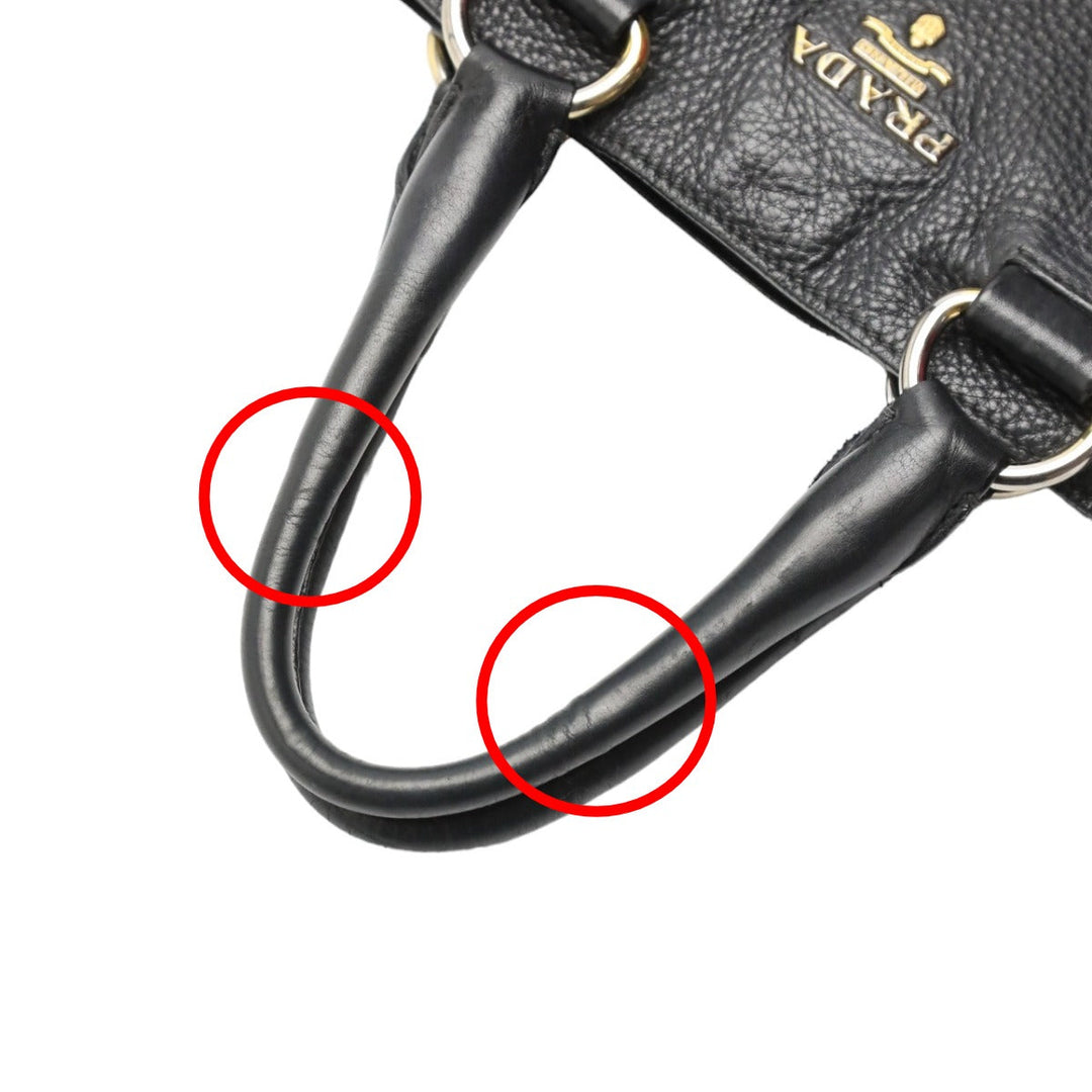 PRADA Handbag 1BG865 2E8K leather black Handbag VITELLO PHENIX Cross Sling Bag unisex(Unisex) Used Authentic
