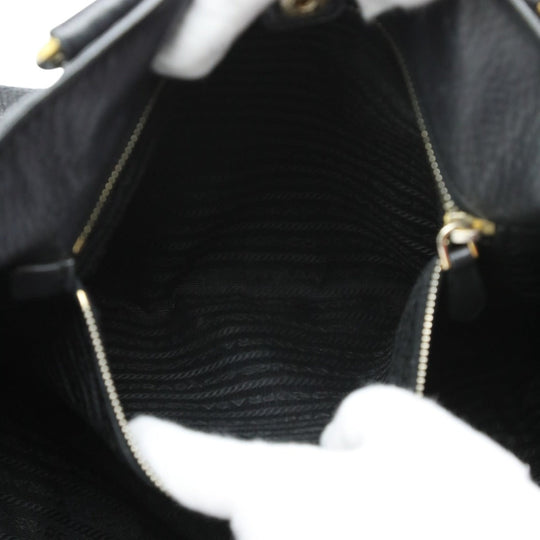 PRADA Handbag 1BG865 2E8K leather black Handbag VITELLO PHENIX Cross Sling Bag unisex(Unisex) Used Authentic