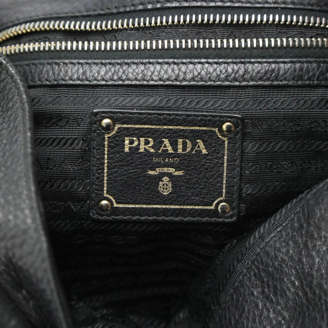 PRADA Handbag 1BG865 2E8K leather black Handbag VITELLO PHENIX Cross Sling Bag unisex(Unisex) Used Authentic