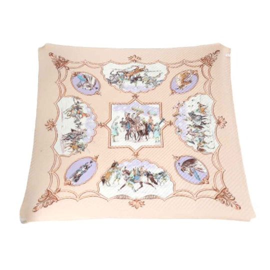 HERMES scarf silk pink beige Pleated scarf PleatedCarre Horse pattern Women Used Authentic