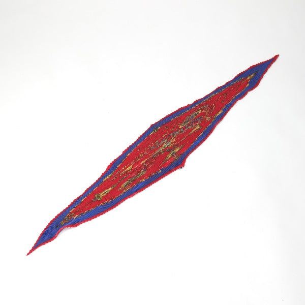 HERMES scarf silk Blue x red Pleated scarf PleatedCarre Jewelry pattern Women Used Authentic
