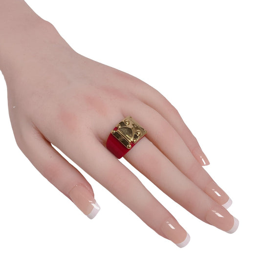LOUIS VUITTON Ring plastic plastic Red Plastic x Gold Plated L size Women L Used Authentic