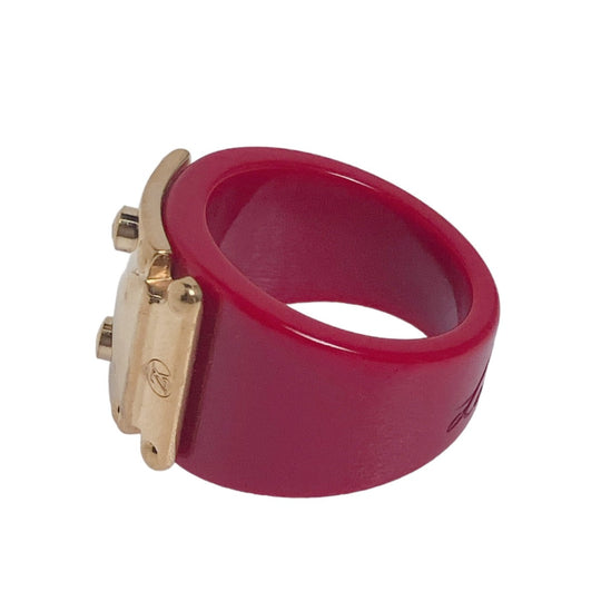 LOUIS VUITTON Ring plastic plastic Red Plastic x Gold Plated L size Women L Used Authentic