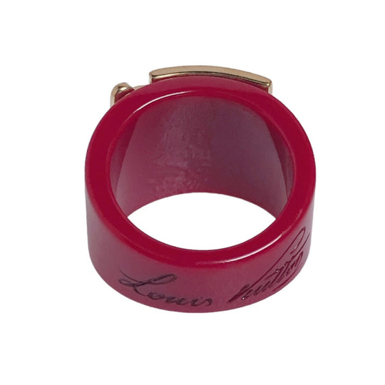 LOUIS VUITTON Ring plastic plastic Red Plastic x Gold Plated L size Women L Used Authentic