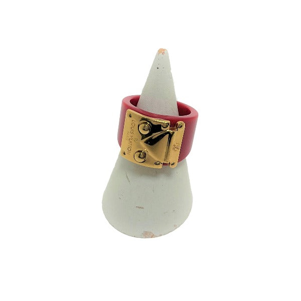 LOUIS VUITTON Ring plastic plastic Red Plastic x Gold Plated L size Women L Used Authentic