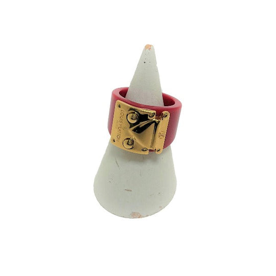 LOUIS VUITTON Ring plastic plastic Red Plastic x Gold Plated L size Women L Used Authentic