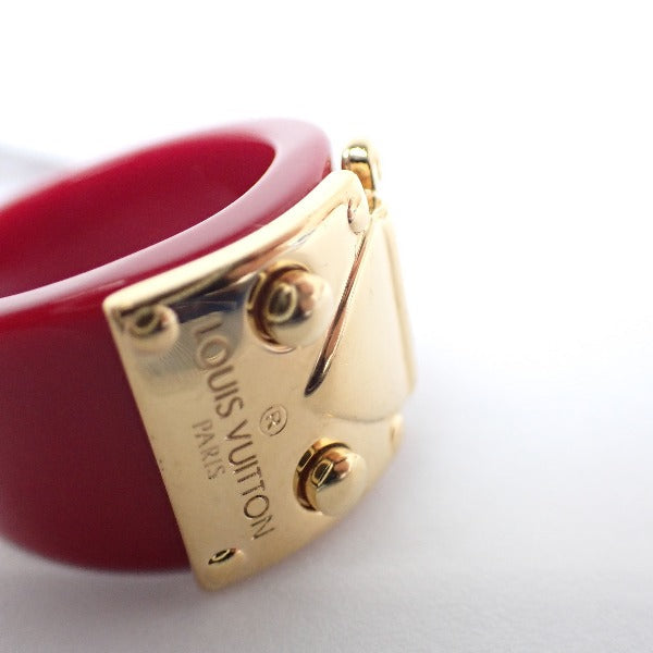 LOUIS VUITTON Ring plastic plastic Red Plastic x Gold Plated L size Women L Used Authentic