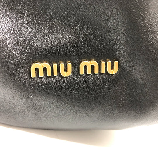 MIUMIU Shoulder Bag leather black Materasse Gathered Women Used Authentic