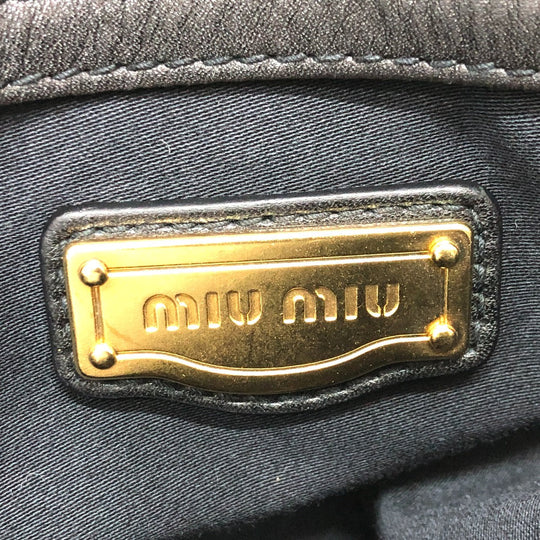 MIUMIU Shoulder Bag leather black Materasse Gathered Women Used Authentic