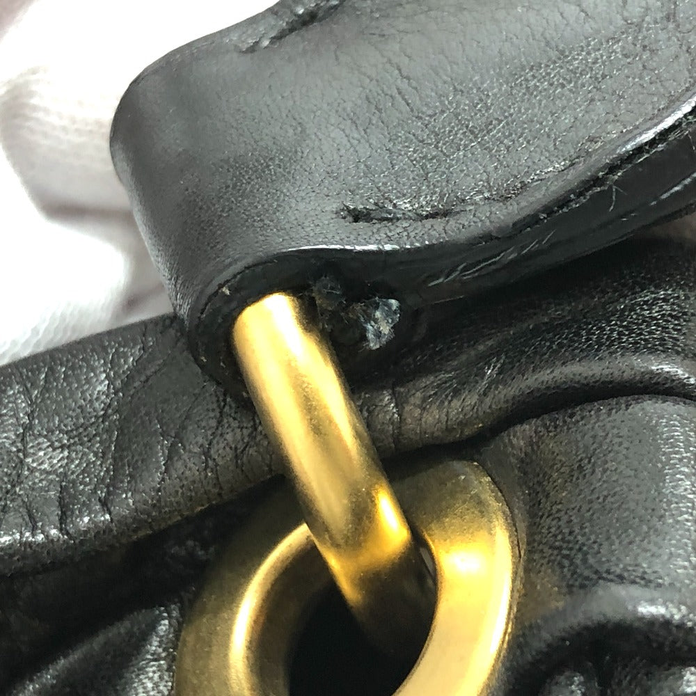 MIUMIU Shoulder Bag leather black Materasse Gathered Women Used Authentic