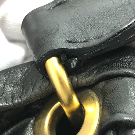 MIUMIU Shoulder Bag leather black Materasse Gathered Women Used Authentic