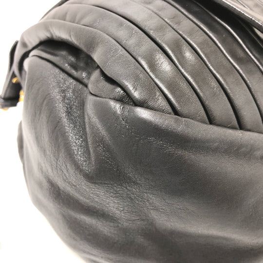 MIUMIU Shoulder Bag leather black Materasse Gathered Women Used Authentic