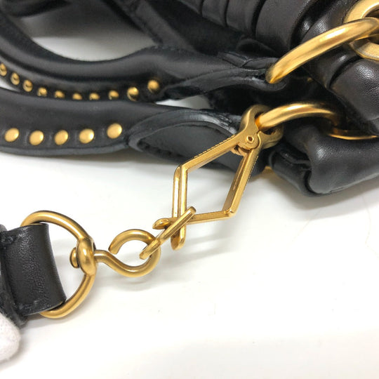 MIUMIU Shoulder Bag leather black Materasse Gathered Women Used Authentic