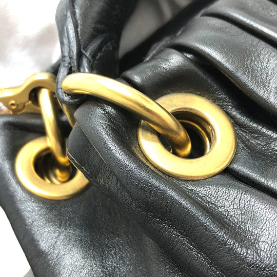 MIUMIU Shoulder Bag leather black Materasse Gathered Women Used Authentic