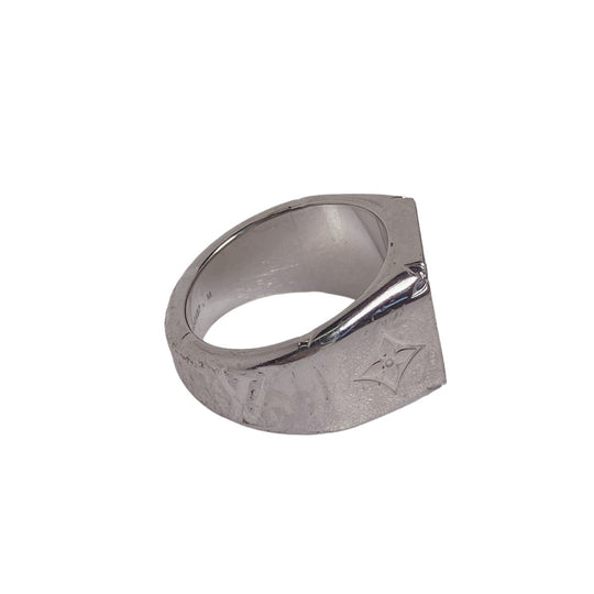 LOUIS VUITTON Ring M62487 metal Silver Monogram signet ring mens M Used Authentic